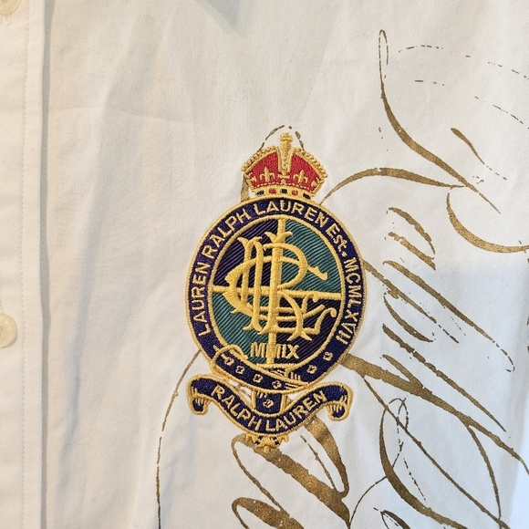 Lauren Ralph Lauren White Logo Button Down Casual Shirt Size 2X. - Picture 9 of 13